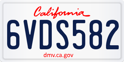 CA license plate 6VDS582
