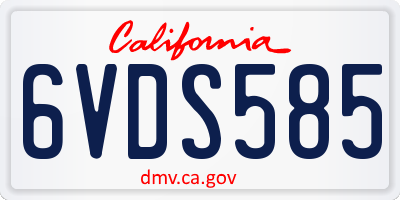 CA license plate 6VDS585