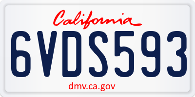 CA license plate 6VDS593