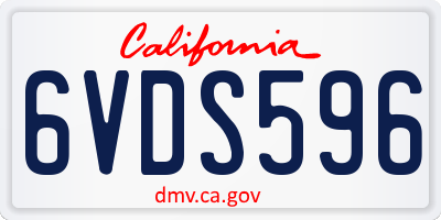 CA license plate 6VDS596