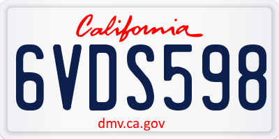 CA license plate 6VDS598