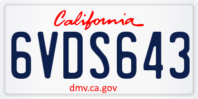 CA license plate 6VDS643