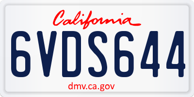 CA license plate 6VDS644