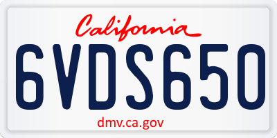 CA license plate 6VDS650