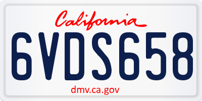 CA license plate 6VDS658