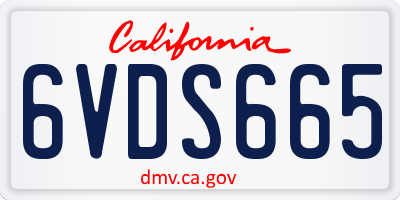 CA license plate 6VDS665