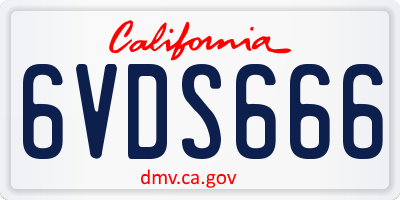 CA license plate 6VDS666
