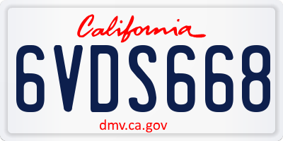 CA license plate 6VDS668