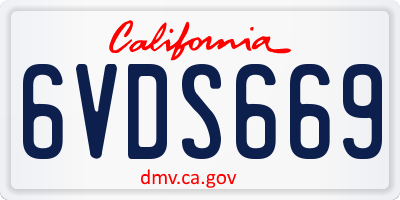 CA license plate 6VDS669