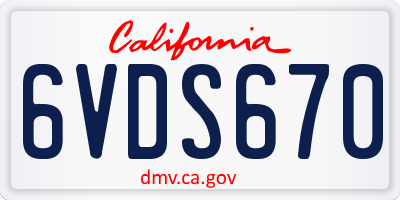 CA license plate 6VDS670