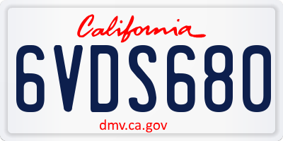 CA license plate 6VDS680