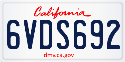 CA license plate 6VDS692
