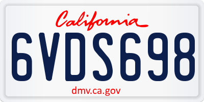 CA license plate 6VDS698