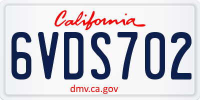 CA license plate 6VDS702