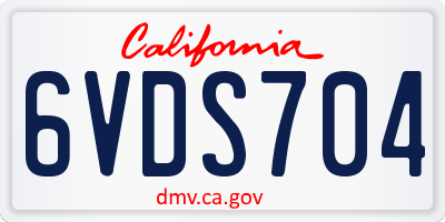 CA license plate 6VDS704