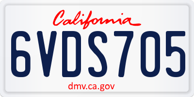 CA license plate 6VDS705