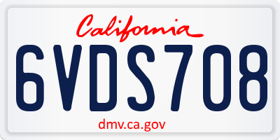 CA license plate 6VDS708