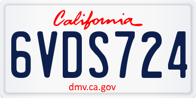 CA license plate 6VDS724