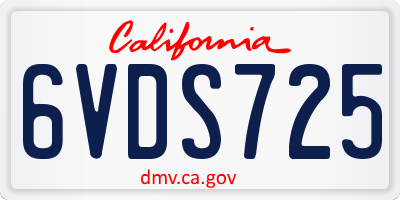 CA license plate 6VDS725
