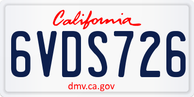 CA license plate 6VDS726
