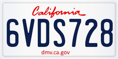 CA license plate 6VDS728