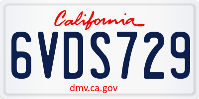CA license plate 6VDS729