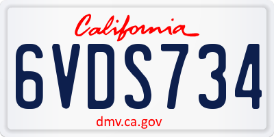 CA license plate 6VDS734