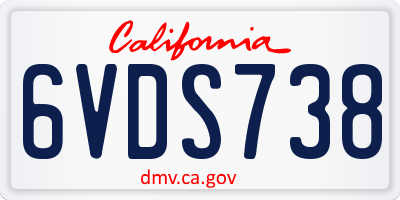 CA license plate 6VDS738