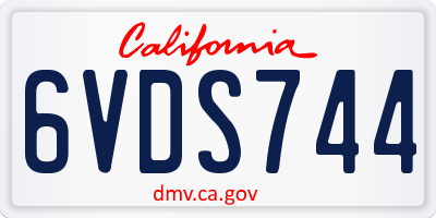 CA license plate 6VDS744