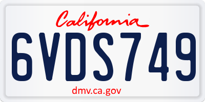 CA license plate 6VDS749