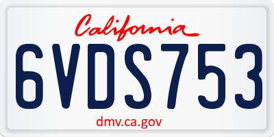 CA license plate 6VDS753