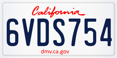 CA license plate 6VDS754