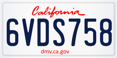 CA license plate 6VDS758