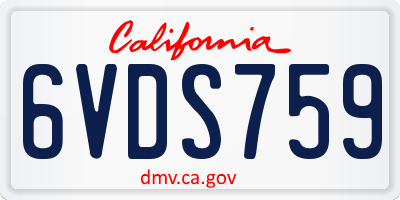 CA license plate 6VDS759