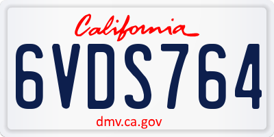 CA license plate 6VDS764