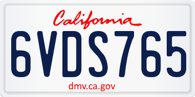 CA license plate 6VDS765