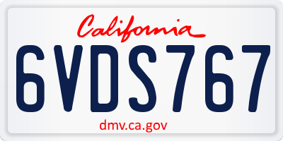 CA license plate 6VDS767