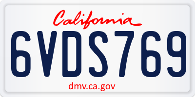 CA license plate 6VDS769