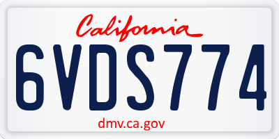 CA license plate 6VDS774