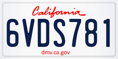 CA license plate 6VDS781