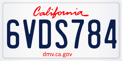 CA license plate 6VDS784