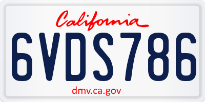 CA license plate 6VDS786
