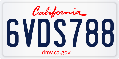 CA license plate 6VDS788