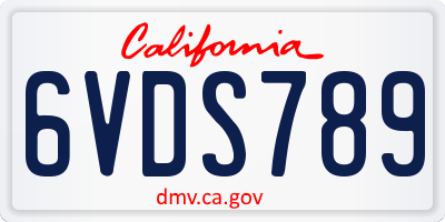 CA license plate 6VDS789