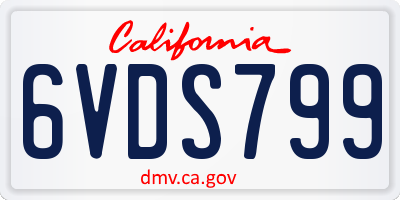 CA license plate 6VDS799