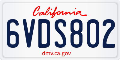 CA license plate 6VDS802