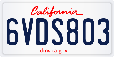 CA license plate 6VDS803