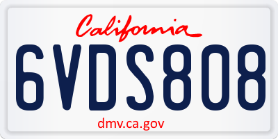 CA license plate 6VDS808