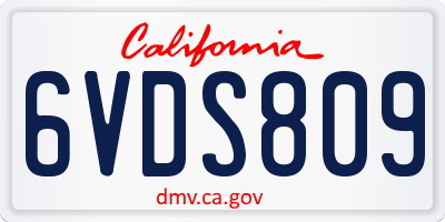 CA license plate 6VDS809