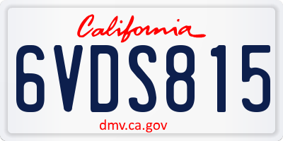 CA license plate 6VDS815